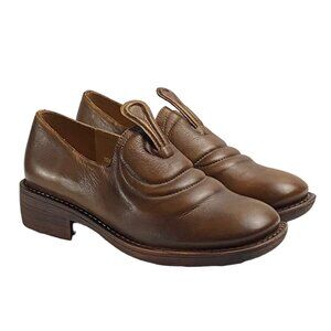 Women's Handmade Leather Retro Loafers Slip On Shoes